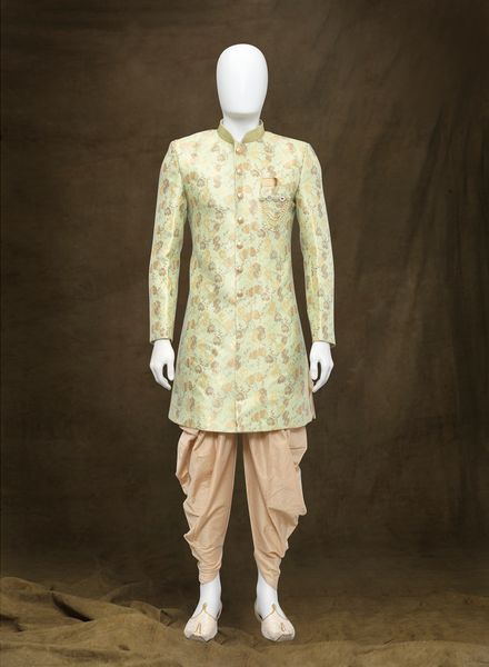Sherwani Jacquard Ethnic Wear Slim Fit Hanger Cover Packing Designer Self La Scoot